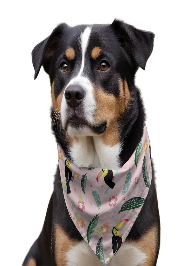 دبليو وشاح طوق للكلاب بتصميم طائر الطوقان الوردي مع طوق قابل للتعديل | هذا الوشاح الجميل ذو التصميم الرائع هو إكسسوار مثالي لتصفيف الكلاب (مقاس متوسط) - Image 1